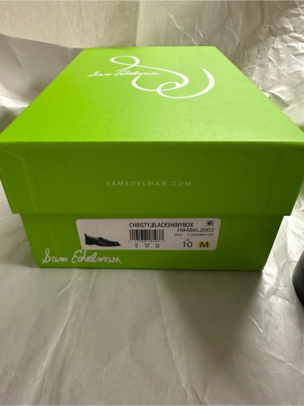 EUC Sam Edelman Black Patent Christy Loafers with Two-Tone Chain Detail Size 10M - Picture 14 of 15